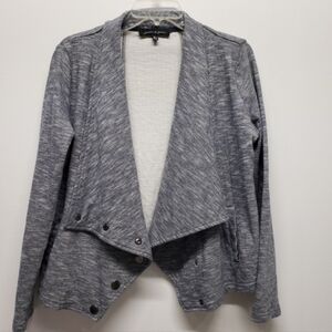 Jasmine and Juliana Moto Style Jacket Cardigan Size L Marble Gray Edgy Chic